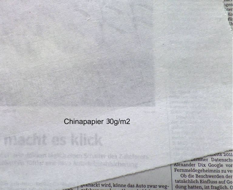 Zeitungsartikel über dem  "Chinapaper 30g/qm" wird mann lesen konnen. yamakawa.eu/direct-sales-sumi-e-gallery/window-open-in-paris-3/