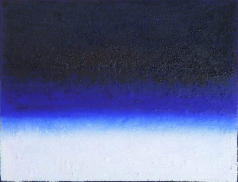 Abstrakte Darstellung mit einem Verlauf von Dunkelblaru über Blau zu Hellweiß mit japanische Bokashi-Tech. 