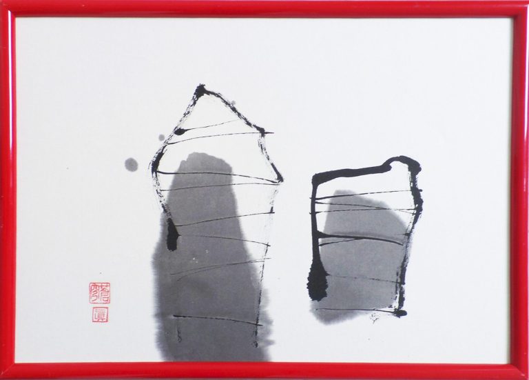 Modern Sumi-e. The vast blankness of the background is the essence of Japan, the "philosophy of zero." Simplicity holds deep meaning.